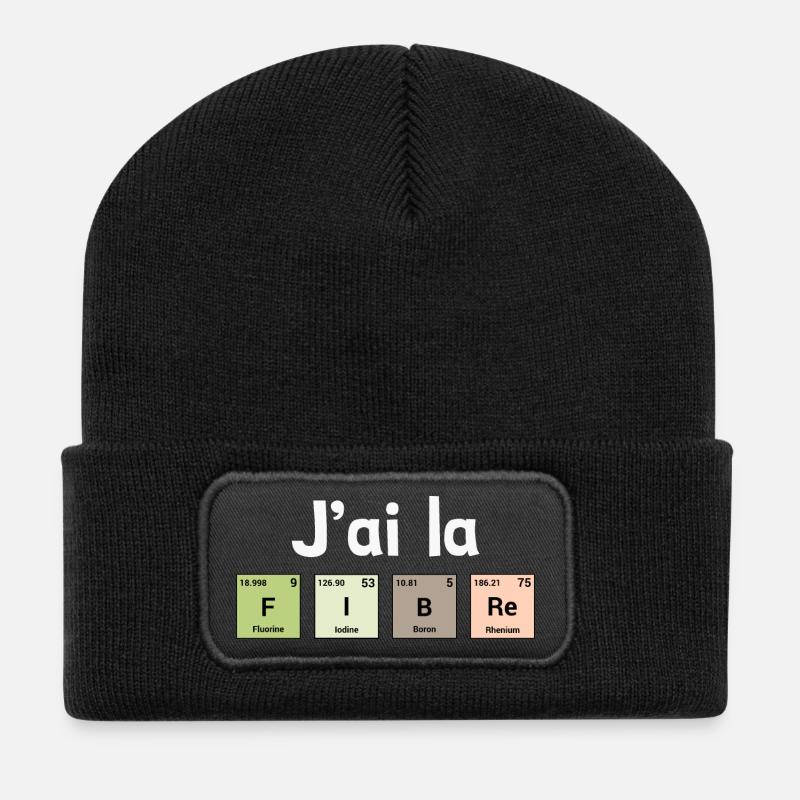 J'ai la fibre - éléments périodiques - Beanie recyclé à patch - noir