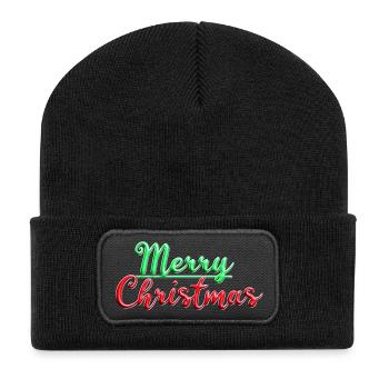 Merry Christmas Colorful - Beanie recyclé à patch - noir - Devant