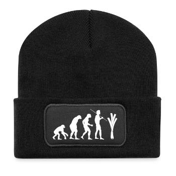 Evolution des Lauchs (weiß) - Recycelte Patch Beanie - Schwarz - Vorne