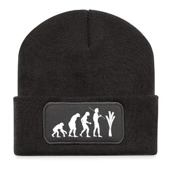 Evolution of the leek (white) - Recycled Patch Beanie - dark grey - Front