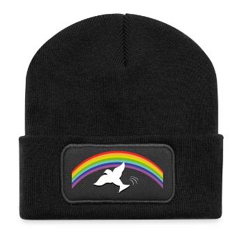 RAINBOW Regenbogen with peace dove - Recycelte Patch Beanie - Schwarz - Vorne