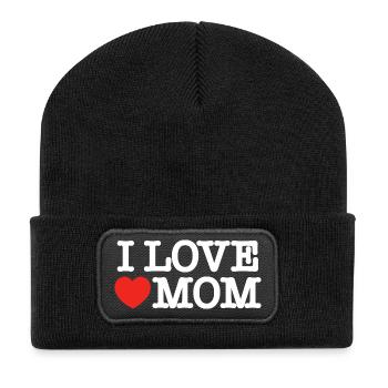 I love mom (dark) - Recycled Patch Beanie - black - Front