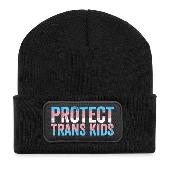 Pride Month LGBT - Trans-Kinder schützen - Recycelte Patch Beanie - Schwarz - Vorne