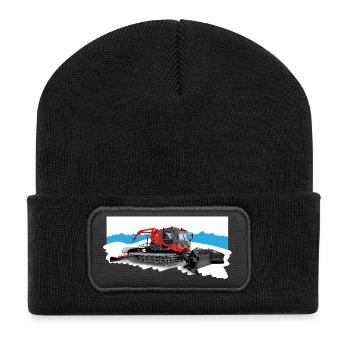 Dameuse au travail dans la neige - Beanie recyclé à patch - noir - Devant