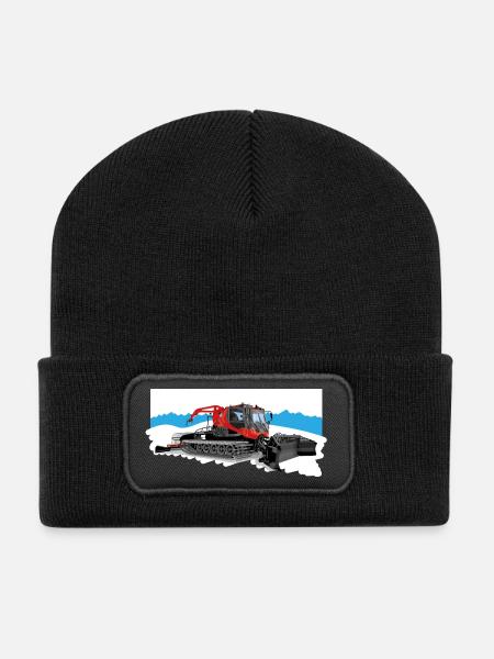 Pistenraupe bei der Arbeit im Schnee - Recycelte Patch Beanie - Schwarz