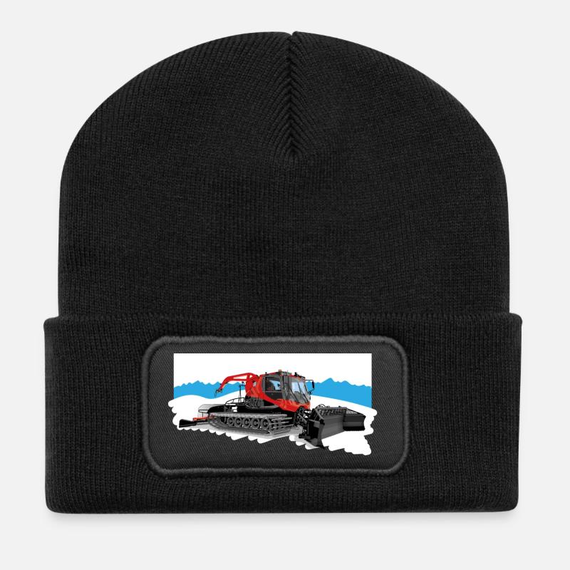Pistenraupe bei der Arbeit im Schnee - Recycelte Patch Beanie - Schwarz