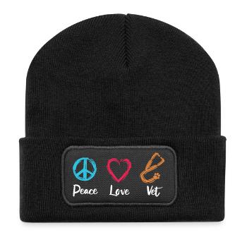 Peace Dear Veterinarian - Recycled Patch Beanie - black - Front