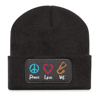 Peace Dear Veterinarian - Recycled Patch Beanie - dark grey - Front