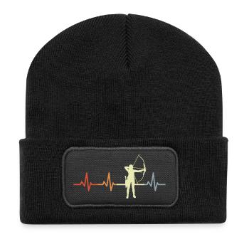 Bogensportlerin Herzlinie - Recycelte Patch Beanie - Schwarz - Vorne