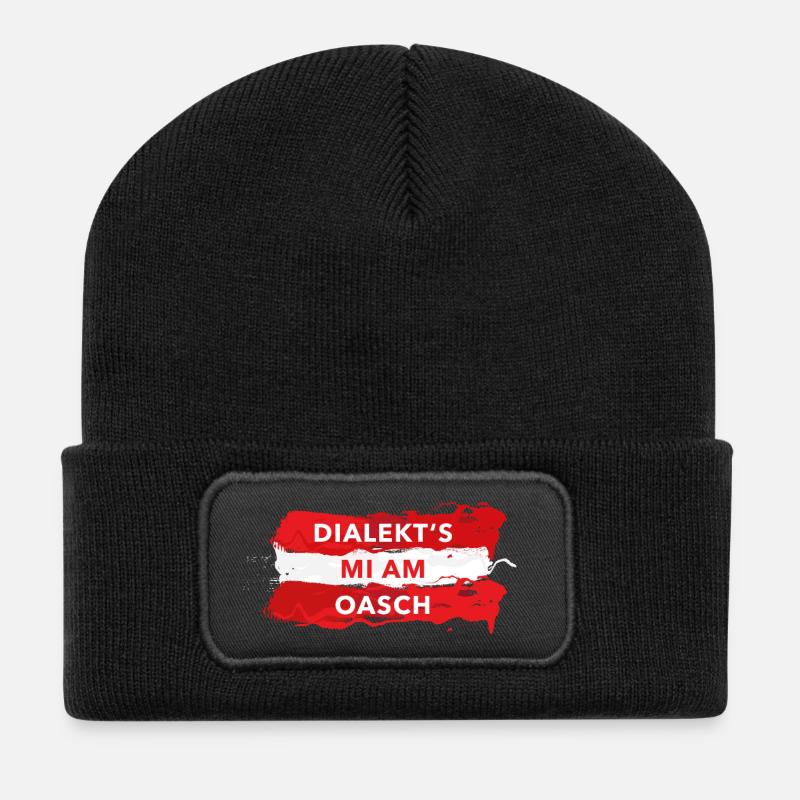 dialekts mi am oasch mundartsprüche österreich - Recycelte Patch Beanie - Schwarz