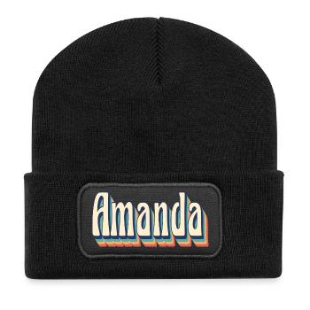 Amanda t-shirt rétro vintage t-shirt idée cadeau - Beanie recyclé à patch - noir - Devant