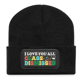Klasse beendet: Bunter Spaß - Recycelte Patch Beanie - Schwarz - Vorne