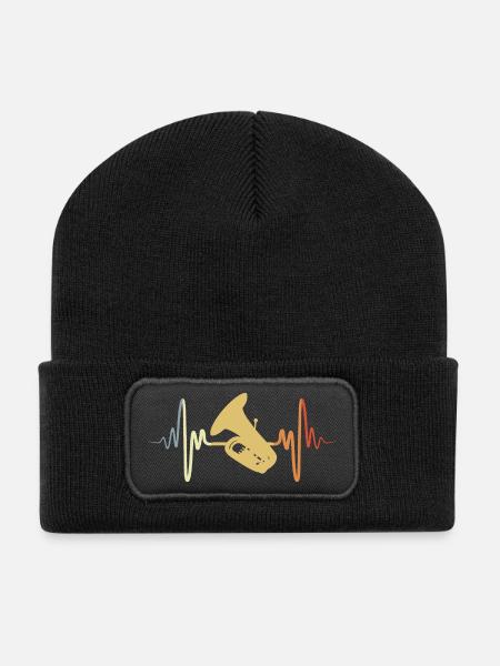 Tubist EKG - Recycelte Patch Beanie - Schwarz