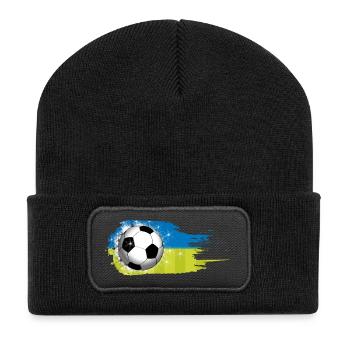 Football - Bleu Vert - Conception de coup de pinceau - Beanie recyclé à patch - noir - Devant