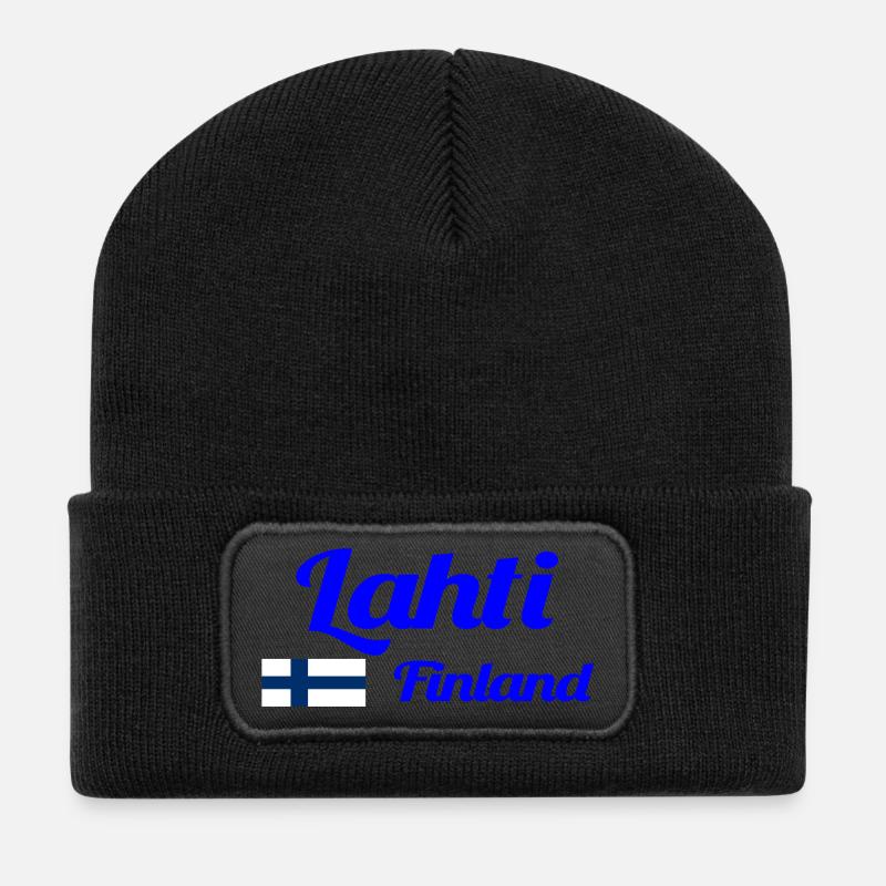 Lahti Finland- Stylish prints - Recycled Patch Beanie - black