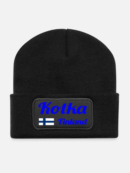 Kotka Finland- Stylish prints - Recycled Patch Beanie - black