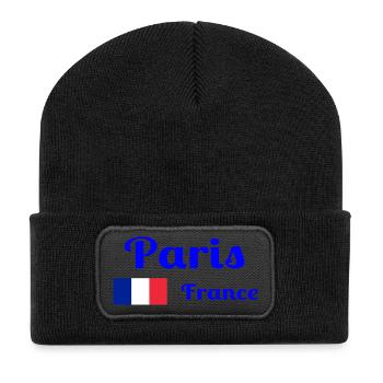 Paris Frankreich - Stilvolle Drucke - Recycelte Patch Beanie - Schwarz - Vorne