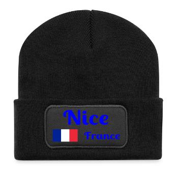 Nice France- Stylish prints - Recycled Patch Beanie - black - Front