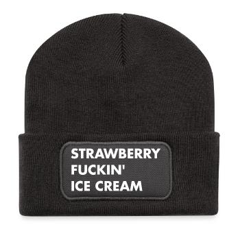 Strawberry cream - white lettering - Recycled Patch Beanie - dark grey - Front