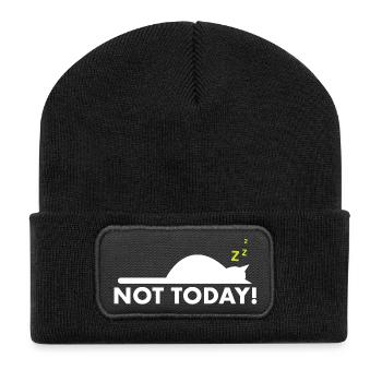 Not today – Lustiger Katzen Spruch - Recycelte Patch Beanie - Schwarz - Vorne
