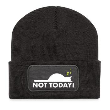 Not today – Funny cat saying - Recycled Patch Beanie - dark grey - Front
