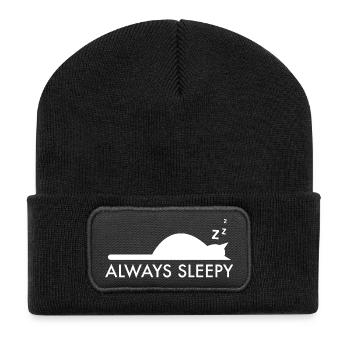 Chat endormi toujours endormi fatigué - Beanie recyclé à patch - noir - Devant