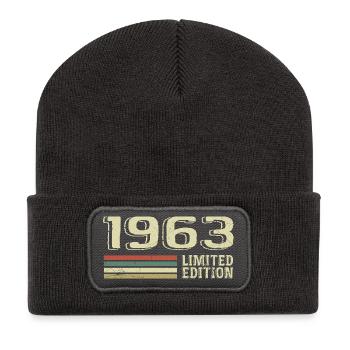 Born in 1963 Birthday 1963 Vintage 1963 - Recycled Patch Beanie - dark grey - Front