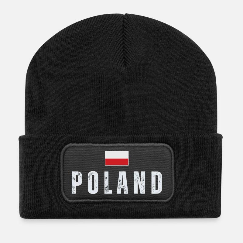 Fierté polonaise, drapeau polonais - Beanie recyclé à patch - noir