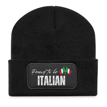 Fier d’être italien, j’adore l’Italie - Beanie recyclé à patch - noir - Devant