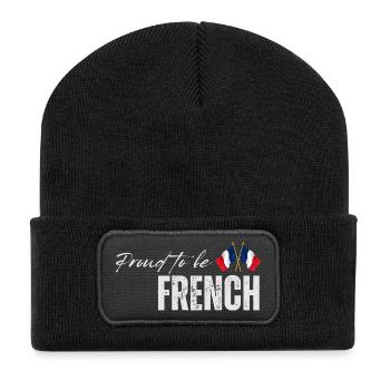 Stolzer Franzose, ich liebe Frankreich - Recycelte Patch Beanie - Schwarz - Vorne
