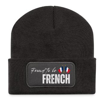 Stolzer Franzose, ich liebe Frankreich - Recycelte Patch Beanie - Dunkelgrau - Vorne