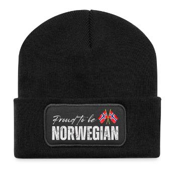 Norwegian proud, I love Norway - Recycled Patch Beanie - black - Front