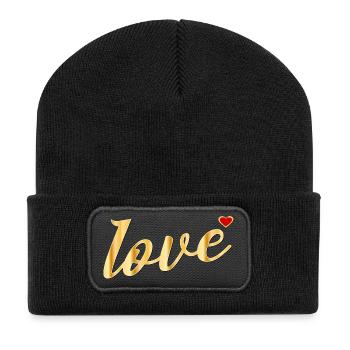MESSAGE D’AMOUR EN FORME DE CŒUR - Beanie recyclé à patch - noir - Devant