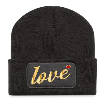 LIEBE HERZ BOTSCHAFT - Recycelte Patch Beanie - Dunkelgrau - Vorne