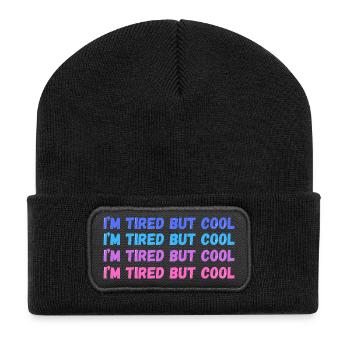 Inscription sentimentale fatiguée mais cool - Beanie recyclé à patch - noir - Devant