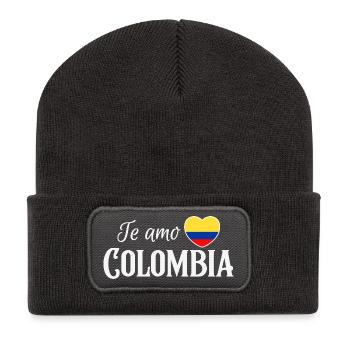Ich liebe Kolumbien, kolumbianischen Stolz - Recycelte Patch Beanie - Dunkelgrau - Vorne