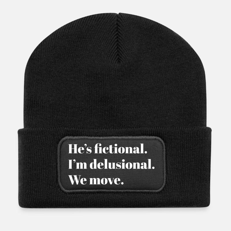 He’s Fictional. – BookTok Meme Design - white - Recycelte Patch Beanie - Schwarz