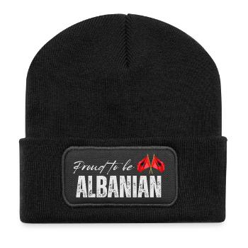 Les Albanais sont fiers, j’adore l’Albanie - Beanie recyclé à patch - noir - Devant