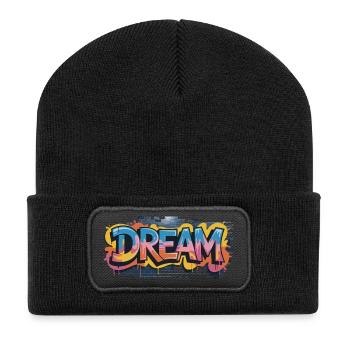 Un design de graffiti DREAM plein de couleurs et de motivation - Beanie recyclé à patch - noir - Devant