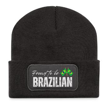 Fierté brésilienne, j'aime le Brésil - Beanie recyclé à patch - charbon - Devant
