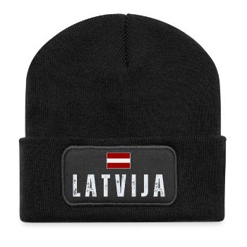 Drapeau de Lettonie, patriote letton - Beanie recyclé à patch - noir - Devant