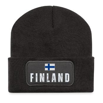 Drapeau de la Finlande, fierté finlandaise - Beanie recyclé à patch - charbon - Devant