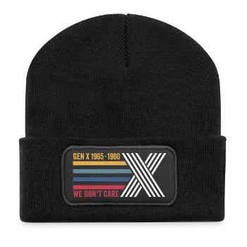 Wir kümmern uns nicht Retro Generation X 1965 1980 - Recycelte Patch Beanie - Schwarz - Vorne