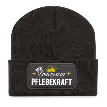 Nix Prinzessin - Pflegekraft - Geschenk - Recycelte Patch Beanie - Dunkelgrau - Vorne
