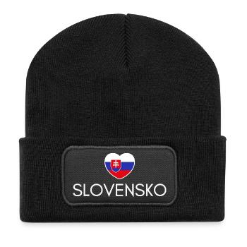 Heart with Slovakia flag, I love Slovakia - Recycled Patch Beanie - black - Front