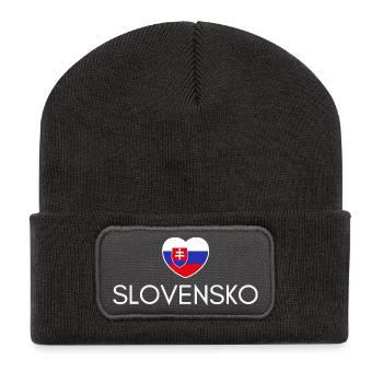 Herz mit slowakischer Flagge, ich liebe die Slowakei - Recycelte Patch Beanie - Dunkelgrau - Vorne