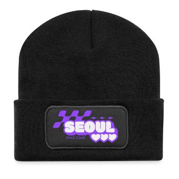 Seoul Racing Violet Rétro - Beanie recyclé à patch - noir - Devant