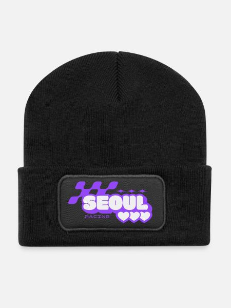 Seoul Racing Violet Rétro - Beanie recyclé à patch - noir