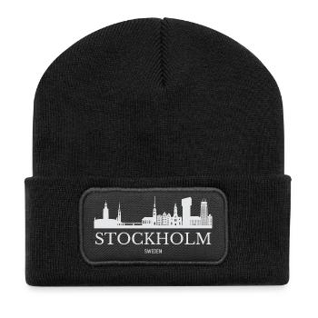 Stockholm Skyline, Stockholm Suède - Beanie recyclé à patch - noir - Devant