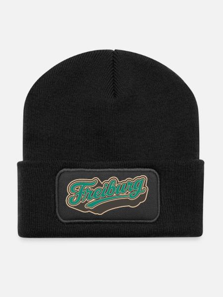 Freiburg Retro Schriftzug Vintage Stil - Recycelte Patch Beanie - Schwarz